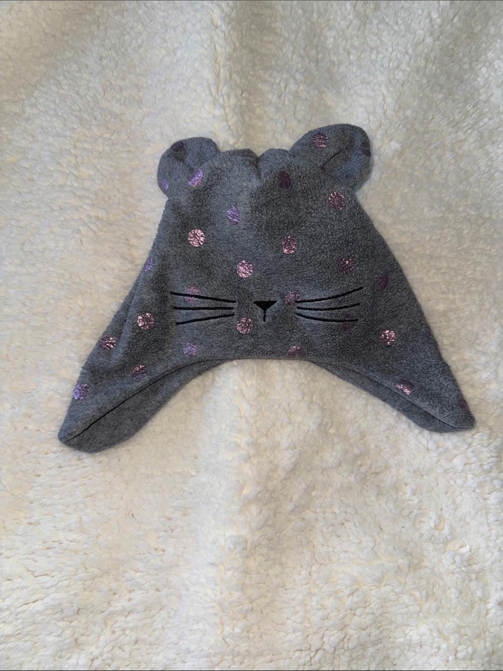 Gray Toddlers' Cat Ear Hat with Pink Sparkle Dots